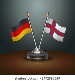 Germany and Faroe Islands table flags relation with gradient backgrund. Vector Illustration