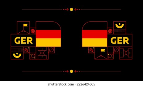 germany flag for 2022  world, Qatar football cup tournament. isolated National team flag with geometric elements for 2022 soccer or football Vector illustration.