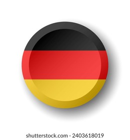 Germany flag - 3D circle button with dropped shadow. Vector icon.