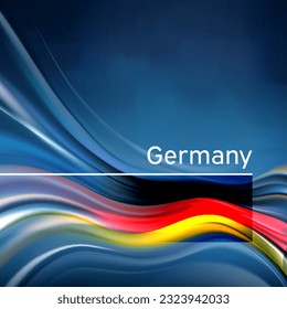 Germany flag background. Abstract german flag in the blue sky.  National holiday card design. State banner, german poster, patriotic cover, flyer. Business brochure. Vector design