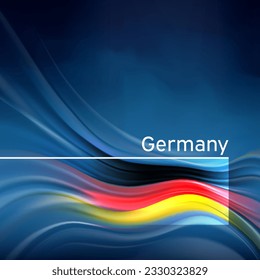 Germany flag background. Abstract german flag in the blue sky.  National holiday card design. State banner, german poster, patriotic cover, flyer. Business brochure. Vector design