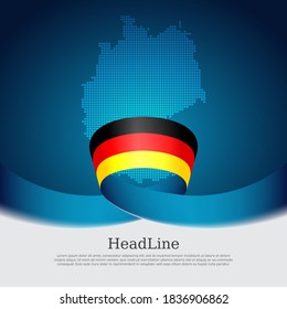 Germany flag background. Mosaic map, germany flag on a blue white background. National poster. Vector tricolor design. State germanic patriotic banner, cover, business flyer