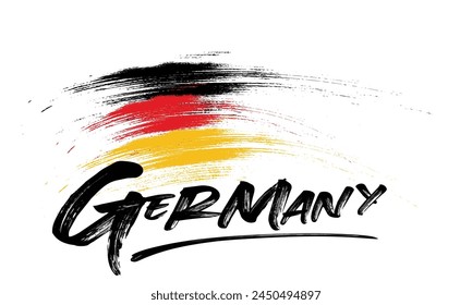 germany flag background from paint brushes, Brush stroke drawing of the germany flag, germany colorful brush strokes painted national flag icon..eps8