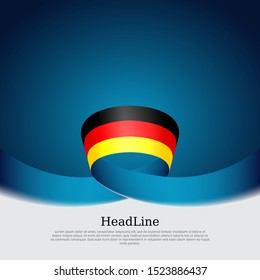 Germany flag background. Wavy ribbon in colors of germany flag on a blue white background. National poster. Vector tricolor design. State germanic patriotic banner, cover, flyer