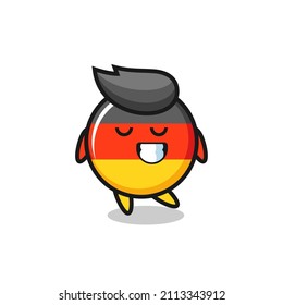 germany flag badge cartoon illustration with a shy expression , cute style design for t shirt, sticker, logo element