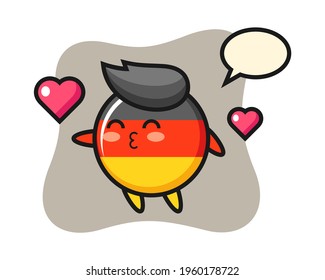 Germany flag badge character cartoon with kissing gesture, cute style design for t shirt, sticker, logo element