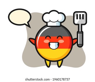 Germany flag badge character illustration as a chef is cooking, cute style design for t shirt, sticker, logo element