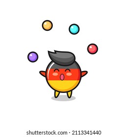 the germany flag badge circus cartoon juggling a ball , cute style design for t shirt, sticker, logo element