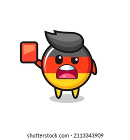 germany flag badge cute mascot as referee giving a red card , cute style design for t shirt, sticker, logo element