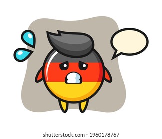 Germany flag badge mascot character with afraid gesture, cute style design for t shirt, sticker, logo element