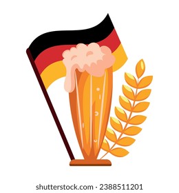 germany flag and beer illustration isolated