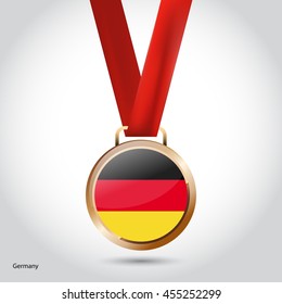 Germany Flag in Bronze Medal. Vector Illustration. RIO Olympic Game Bronze Medal. Vector Illustration