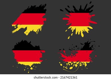 Germany flag brush splash vector set, country logo asset, paint grunge illustration concept, Germany flag brush stroke grunge effect, water splash mask, creative country flag logo idea