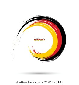 Deutschland Flaggenpinselstriche zur Feier des Deutschen Einigungstages am 3. Oktober. Vektorgrafik Deutschland Fahnenabbildung auf weißem Hintergrund. Deutsche Fahnenfarben rund um elegante Pinselstriche 