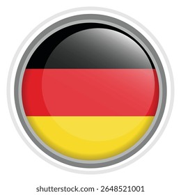Germany Flag Button Icon Glossy Round National Emblem Vector Illustration