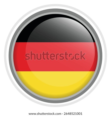 Germany Flag Button Icon Glossy Round National Emblem Vector Illustration