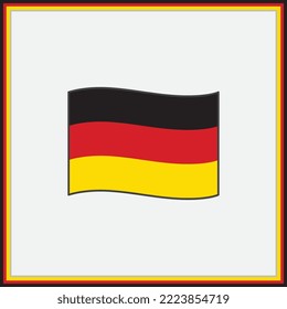 Ilustración del vector de dibujos animados de la bandera alemana. Indicador de contorno de icono plano de Alemania. Bandera de Alemania Nacional