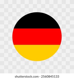 Germany flag - circle vector flag isolated on checkerboard transparent background