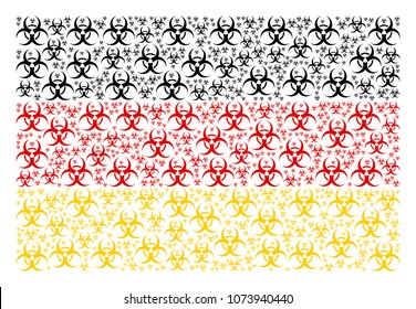Germany Flag collage done of biohazard icons. Vector biohazard design elements are united into conceptual Germany flag pattern.