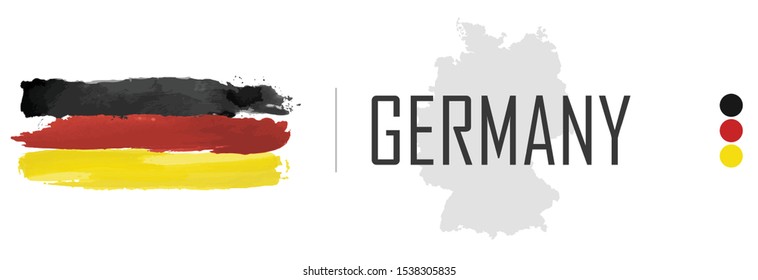 Germany flag colors and map in website banner with for creative infographics about sports or tourism.