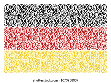 Germany Flag composition made of ear design elements. Vector ear items are composed into mosaic German flag composition.