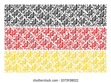 Germany Flag concept combined of dna spiral icons. Vector dna spiral items are composed into conceptual German flag pattern.