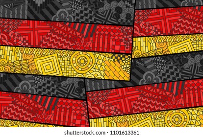 Germany flag. Deutschland national symbol. German country sign. Berlin. Deutsch souvenir design. Zentangle ornament. Abstract flag for print design.