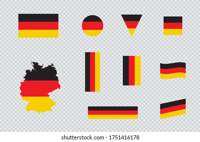 Germany Flag Flat Icon Different Shapes Map Vector Set