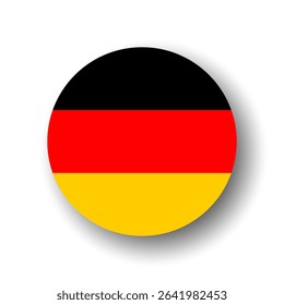 Germany flag - flat vector circle icon or badge with dropped shadow.