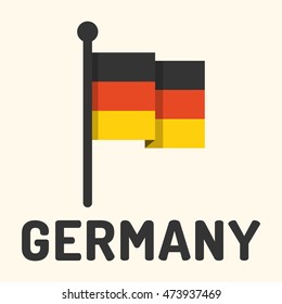 Germany and flag. Flat vector icon design illustration on white background. For those who learn german language.