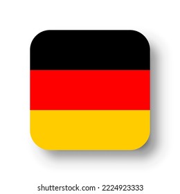 Germany flag - flat vector square with rounded corners and dropped shadow.