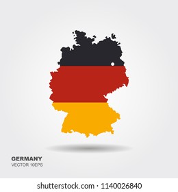 Germany flag in form of map. Federal Republic of Germany. National flag concept. Vector illustration.