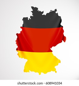 Germany flag in form of map. Federal Republic of Germany. National flag concept. Vector illustration.