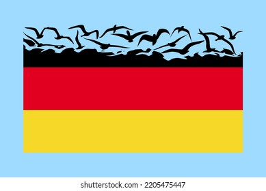 Germany flag with freedom concept, independent country idea, Germany flag transforming into flying birds vector, sovereignty metaphor, flat design