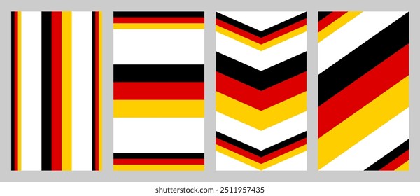 Conjunto de carteles mínimos de patrón geométrico de bandera de Alemania. Ilustración vectorial