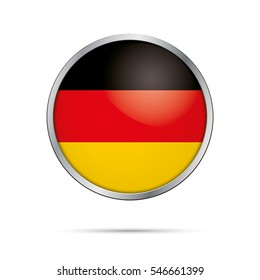 Germany flag glass button style with metal frame.