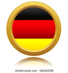 Germany Flag Glossy Button on a white background