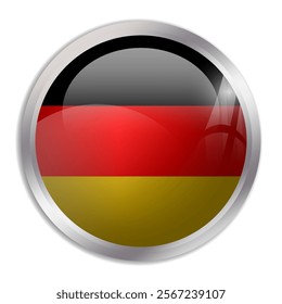 Germany flag - glossy circle button displays a colorful flag representing a country cultural identity and heritage. The essence of national pride and unity.