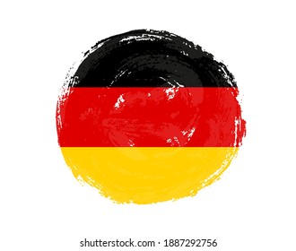 Germany flag in grunge round shape.
