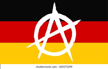 Germany flag  with grunge  sign anarchy. Vector image