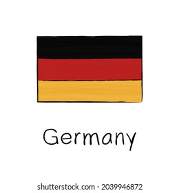 Germany flag. Hand drawn vector illustration in sketch style.