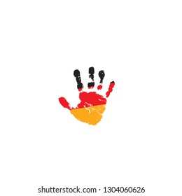 Germany flag and hand on white background. Vector illustration