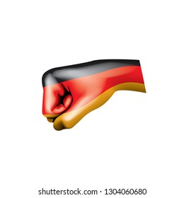 Germany flag and hand on white background. Vector illustration