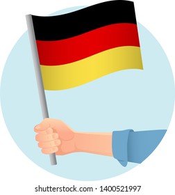 Germany flag in hand. Patriotic background. National flag of Germany vector illustration