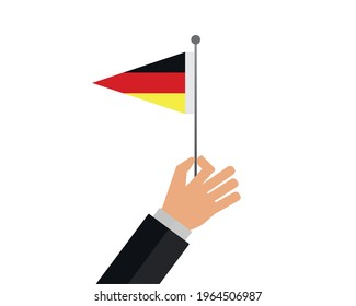 Germany flag in hand. Patriotic background. National flag of Germany vector illustration.
