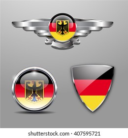 Germany Flag hat badge, shield and glossy button