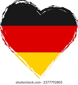 Germany Flag in heart shape grunge brushstroke. German
flag Heart. Vector brush stroke flag, symbol. 