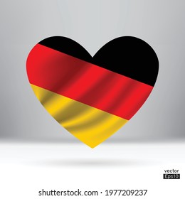 Germany flag in heart shape sign. The National Flag of Germany.Vector illustration sign.
