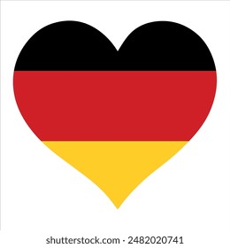 Bandera de Alemania en forma de corazón, Ilustración vectorial sobre fondo blanco aislado