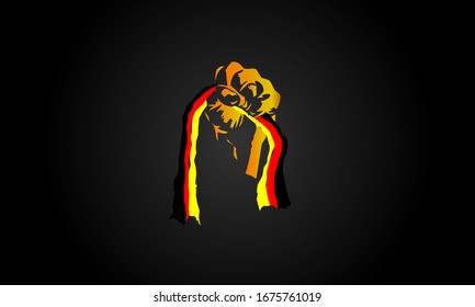 bandera alemana sujeta en mano Ilustración de acciones de hombre